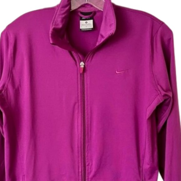 Nike Dri-Fit Purple Full Zip High Neck Stretch Jacket - Purple- M - Picture 3 of 8